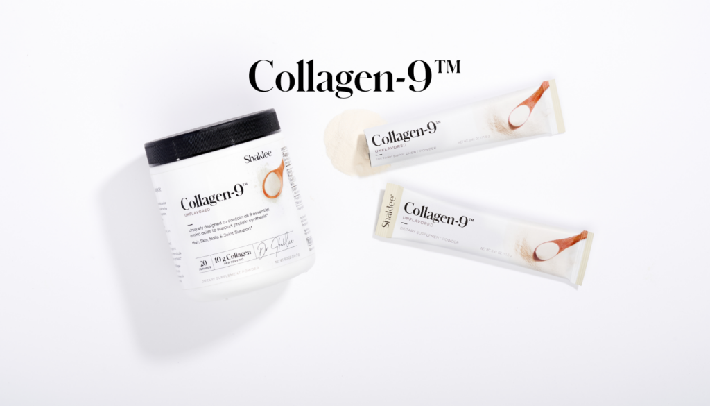 Meet Shaklee Collagen-9™, the most complete collagen product. Now available in three options – 20 serving canister, 40 serving canister and stick packs!