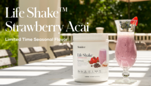 For a limited time only, enjoy the end of summer with our seasonal Life Shake in Strawberry Acai.
