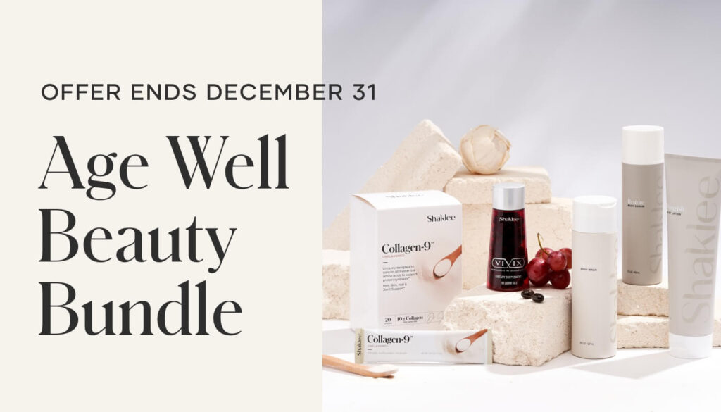 Help your customers and members get the best of beauty in a curated, limited-time bundle that supports healthy aging, inside and out.* The Age Well Beauty Bundle is on sale now through 12/31.