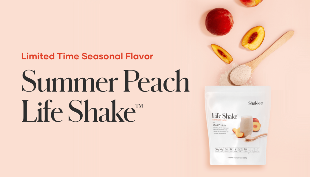 Summer's hottest flavor is back for a limited time. On sale NOW, seasonal Life Shake™ Plant in Summer Peach featuring our new gusset bag packaging.