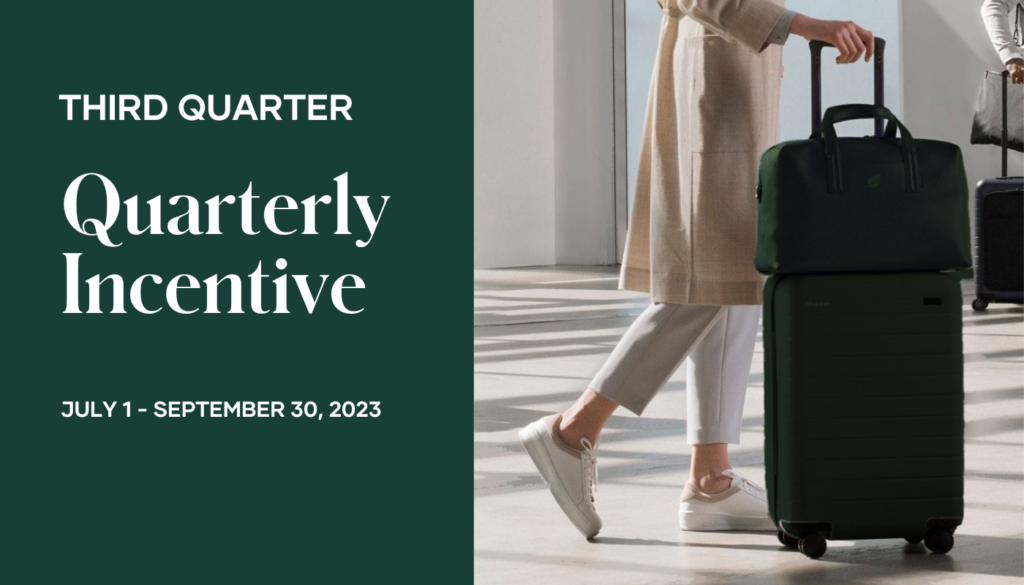 Travel in style with exclusive Shaklee branded luggage when you invite new people to power their passion for wellness this quarter.