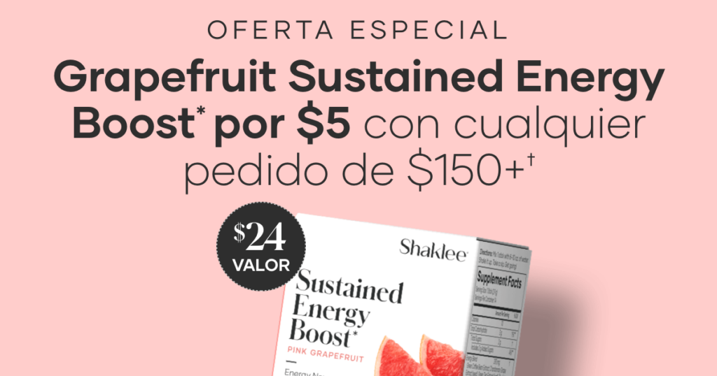 Oferta por tiempo limitado -- gasta $150 o más y agrega Sustained Energy Boost* Pink Grapefruit a tu carrito por $5.