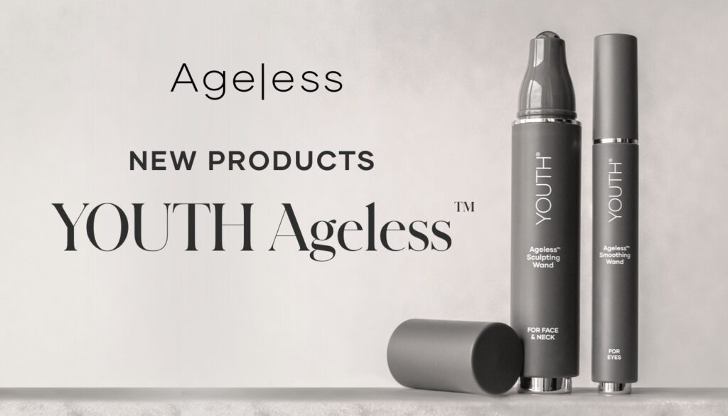 Meet the New Face of Ageless – YOUTH Ageless™ Sculpting Wand for Face & Neck, and YOUTH Ageless™ Smoothing Wand for Eyes – our new clinically tested treatments for expression lines and wrinkles.