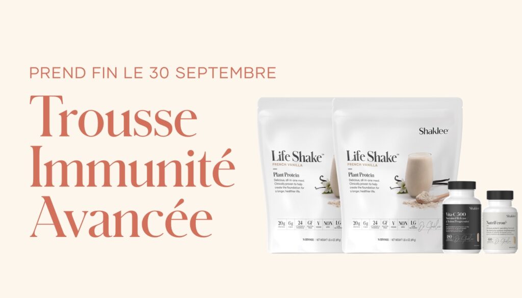 Pour soutenir votre groupe de mieux-être immunitaire total ce mois-ci, nous offrons la Trousse Immunité Avancée au prix de membre spécial de 150 $ (une valeur de produits de 196,30 $).