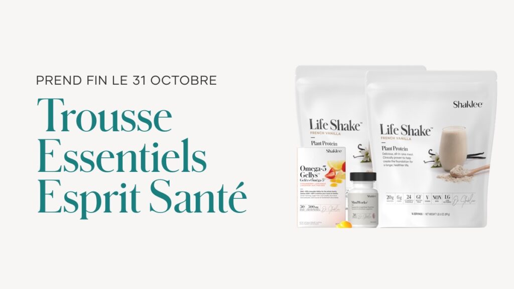 Pour soutenir votre groupe de mieux-être « Esprit Éclatant » ce mois-ci, nous offrons la Trousse Essentiels Esprit Santé au prix de membre spécial de 169 $ $ (une valeur de xx.xx $). Il faut utiliser le code promo: CALM15.