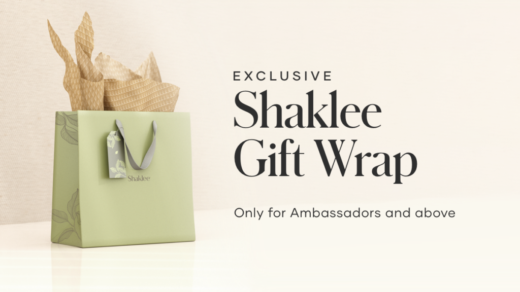 Add a special touch of holiday spirit with exclusive, Shaklee branded gift bags and wrapping supplies.