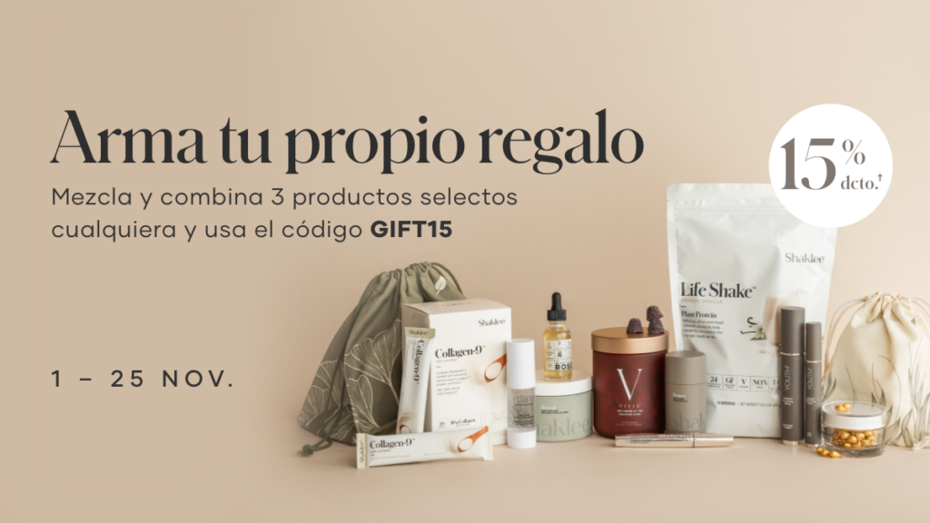 Los clientes pueden mezclar y combinar 3 productos elegibles de la lista a continuación y obtener 15% de descuento. Usa el código promocional: GIFT15