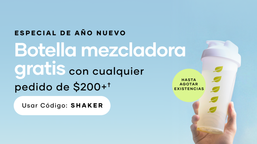 Pedidos de $200+ reciben una exclusiva botella mezcladora Shaklee GRATIS. Usar código promocional SHAKER