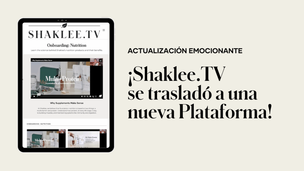 ¡Grandes cambios ocurrieron en Shaklee.TV! El 2 de mayo migramos a un nuevo servicio de alojamiento, brindando una apariencia fresca, funcionalidad mejorada y contenido nuevo y emocionante para ti y tu negocio.