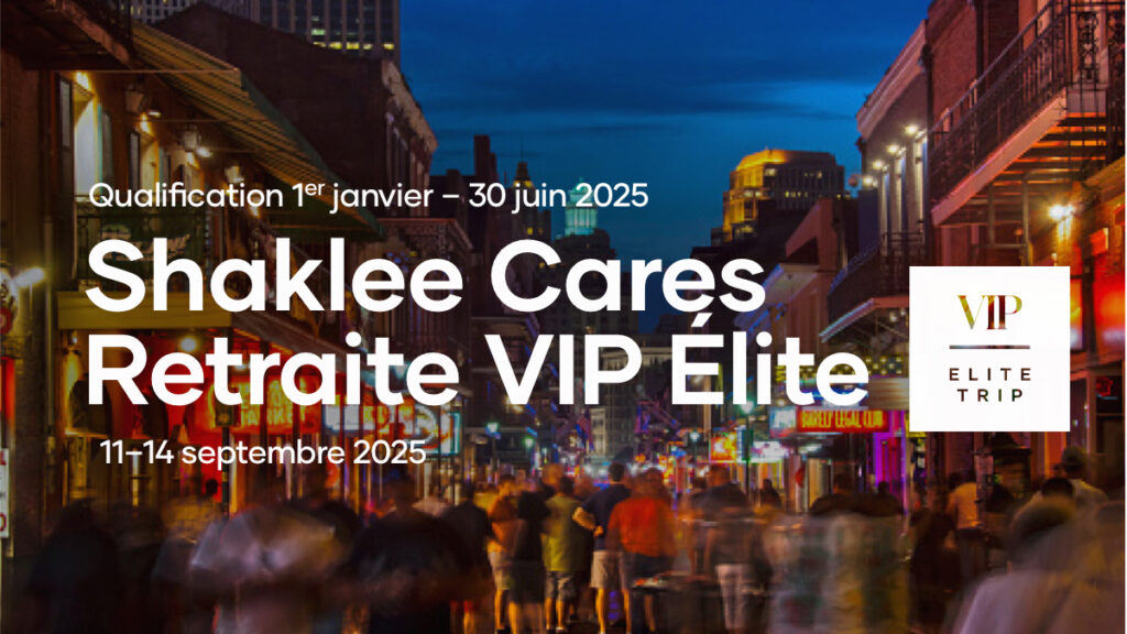 Lors de la Retraite Élite Shaklee Cares vous passerez quatre jours inoubliables au coeur de la Nouvelle-Orléans, en Louisiane, une ville pleine de musique, de saveurs et d’histoire. Préparez-vous à vous reposer, à recharger vos batteries et à renouer avec d’autres chefs d’entreprise qui partagent votre passion et votre dynamisme.