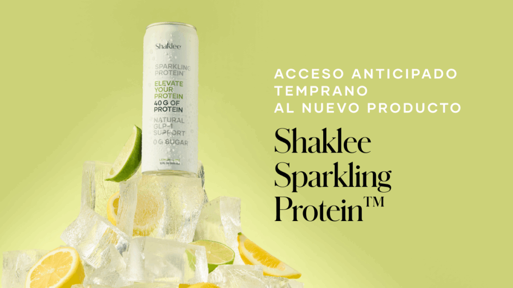Disponible para acceso temprano limitado – NUEVO Shaklee Sparkling Protein – Un seltzer de proteína espumosa funcional con patente pendiente que contiene 40 g de proteína de suero de próxima generación reforzado con leucina y una mezcla completa de aminoácidos.