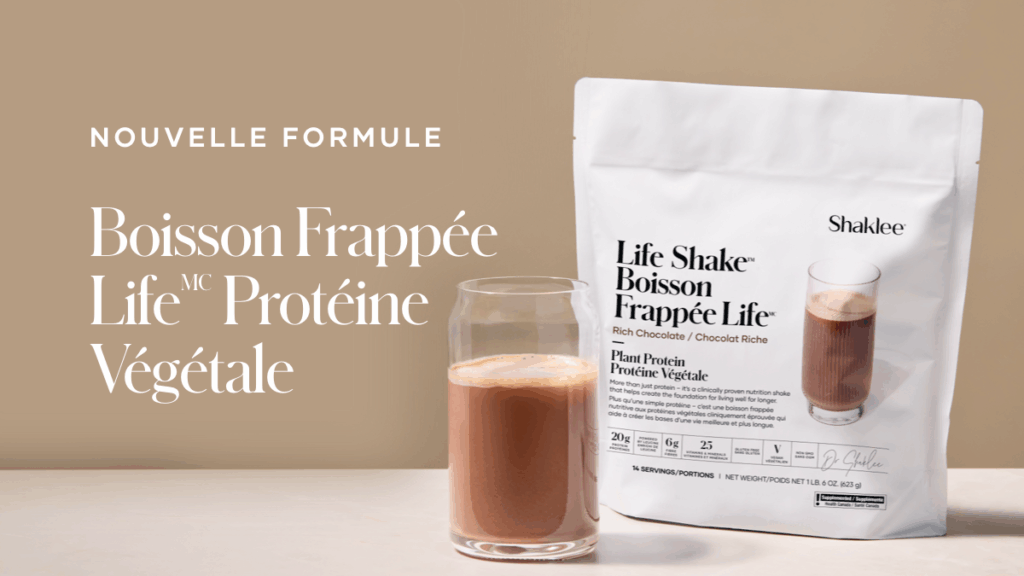 Voici la NOUVELLE Boisson Frappée Life Protéine Végétale PLUS une nutrition complète pour aider à créer les bases d’une vie bien plus longue.