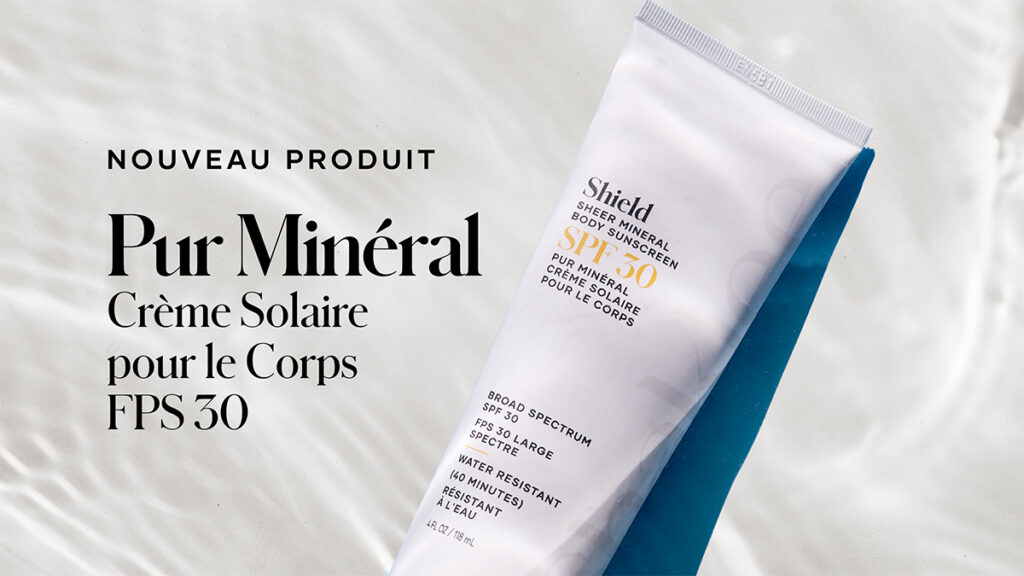 Meet Shield Sheer Mineral Body Sunscreen SPF – a sheer, mineral-based body sunscreen featuring clear zinc oxide, antioxidants, and patent-pending polyphenols to protect skin, coconut fruit extract and Lactobacillus to support the moisture barrier, plus squalane and coconut fruit extract to replenish and hydrate. 