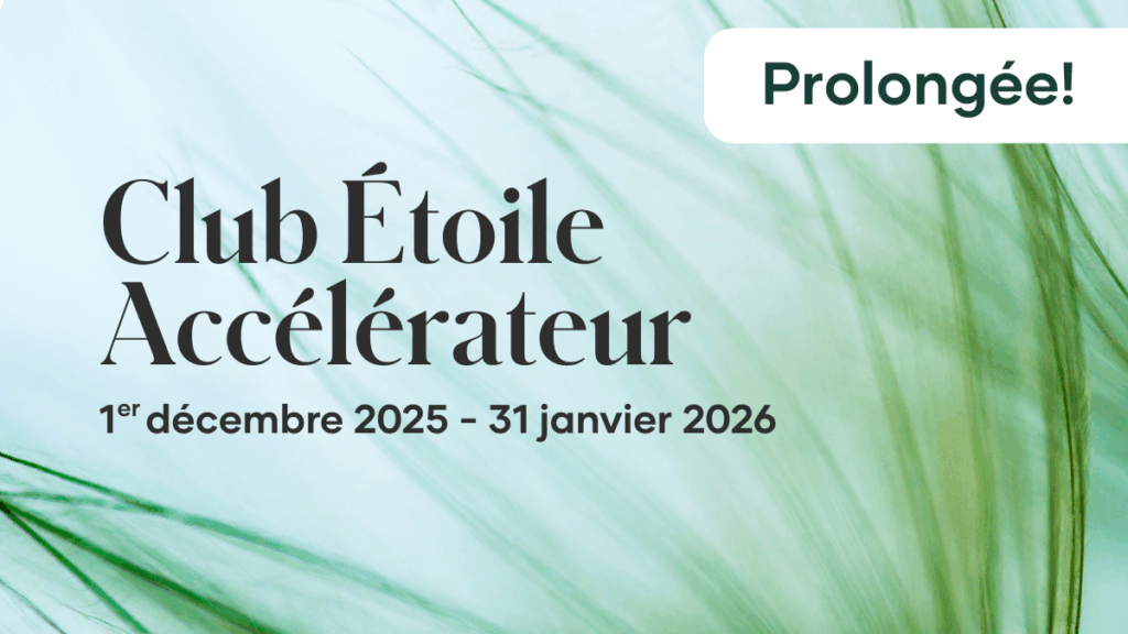 Prolongé jusqu’au 31 janvier, vous pouvez mériter des bonis Club Étoile améliorés lorsque vous parrainez de nouveaux membres d’équipe par le biais de ventes de produits qui entrent en action rapidement!