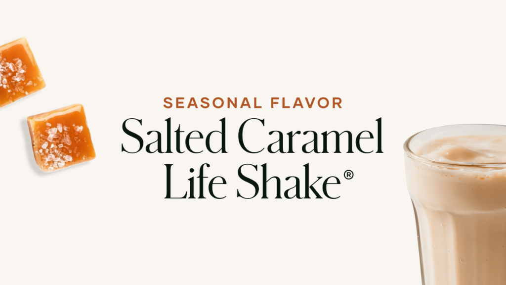 On sale October 1st — our Salted Caramel Life Shake® is back, and every purchase helps support 10 women and children with life-changing nutrition through Vitamin Angels®.